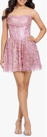 Blondie Nites Sequin Corset Strapless Cocktail Minidress in Rose at Nordstrom, Size 11