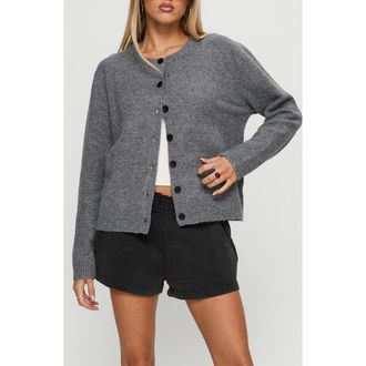 Princess Polly Better Than Fiction Cardigan in Grey at Nordstrom, Size X-Small