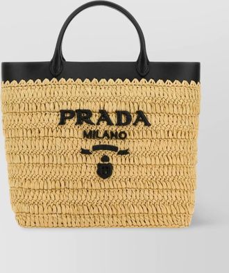 Prada small leather straw shoulder bag