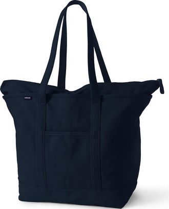 Lands End Zip Top Long Handle Canvas Tote Bag in Radiant Navy at Nordstrom, Size X-Large