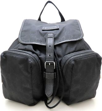 Gucci Black Nylon Leather Backpack (Pre-Owned)