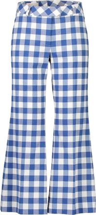 Maison Common flared seersucker trousers - Blue