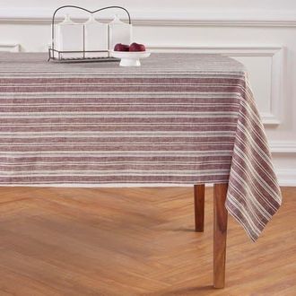 Solino Home Linen Tablecloth, 60 x 132 in - Chelsea Stripe in Burgundy And White at Nordstrom, Size Medium/large