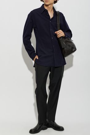 Jil Sander Wool Shirt, Mens, Navy Blue
