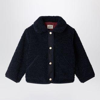 BONPOINT Navy blue Moline reversible jacket in sherpa-effect fleece