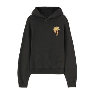 Palm Angels Hoodies, male, Black, Size: M Black Gothic Logo Sweatshirt