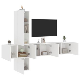 vidaXL Vidaxl - Muebles De Tv De Pared 5 Piezas Madera De Ingenier&iacute;a Blanco