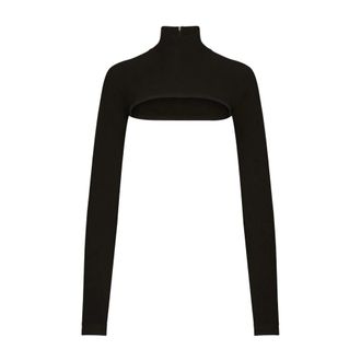 Dolce & Gabbana Black Cropped High-Neck Top