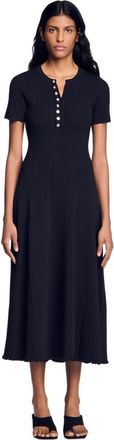 Sandro Ribbed knit maxi dress in Black at Nordstrom, Size 34
