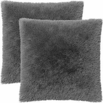 vidaXL Funda De Almohada 2 Pcs Heerlen Gris Claro 55 X 55 Cm Fleece Pv Vidaxl