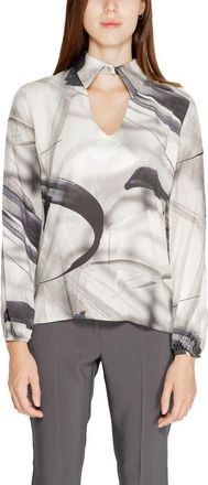 Rinascimento Abstracte Print Blouse Keyhole Hals Lange Mouwen