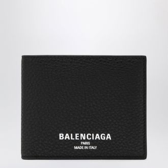 Balenciaga Black grained leather card holder with logo