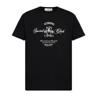 Iceberg T-Shirts, male, Black, Size: 2XL Printed T-Shirt