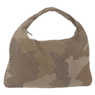 Bottega Veneta Intrecciato Shoulder Bag Leather Gray Leather Handbag (Pre-Owned)