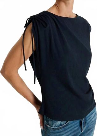 Nation Ltd Julie Shoulder Tie Top In Navy Night Sky