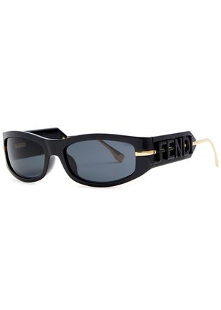 Fendi Fendigraphy Rectangle-frame Sunglasses - Black - One Size
