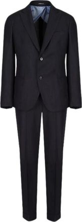 Emporio Armani Slim Fit Single Breasted Wollen Pak - Heren - Business pakken - Zwart - XS - Wol - Kostuums