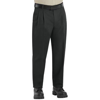 Red Kap Mens Pleated Twill Slacks, Black, 33x32