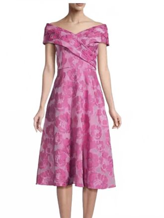 Aidan Mattox Floral Print Cocktail Midi Length Dress In Pink