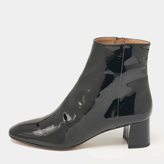 Aquazzura Black Patent Leather Ankle Length Boots