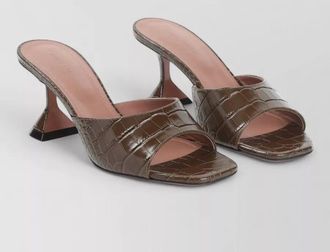 Amina Muaddi leather crocodile-effect mules