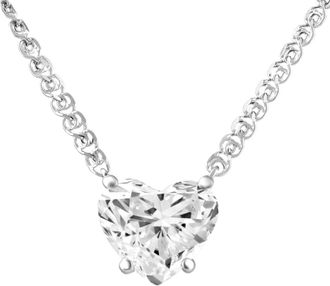 Pompeii3 Certified 3Ct Heart Solitaire Diamond Pendant Necklace 14k Gold Lab Grown