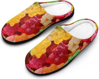 Generic Colorful Gummy Bears Candy Slippers Men Winter Warm Cotton Anti-Slip Indoor Slip-Ons House Shoes