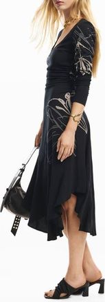 Desigual Long Sleeve High Low Dress in Black at Nordstrom, Size X-Large