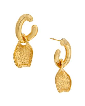 Oscar De La Renta Double Drop Smooth Gold Earrings