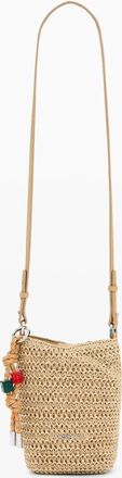 Desigual Borsetta porta cellulare in rafia beige con charms-Neutro