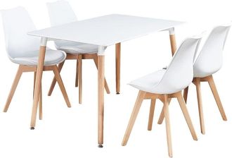 Home Heavenly Conjunto mesa 120x80 cm + 4 sillas blancas