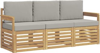 vidaXL Juegos De Sof&aacute;s 3 Uds. Blanco Y Gris Claro Polyester Vidaxl
