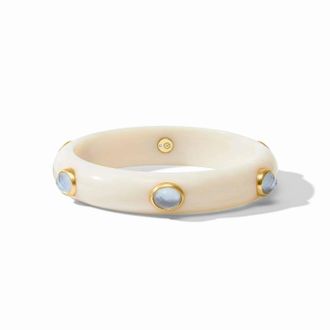 Julie Vos Womens Carnaby Stone Bangle In Iridescent Chalcedony Blue