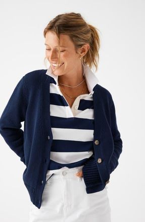 Vineyard Vines Heritage Stripe Organic Cotton Rugby Shirt in Crugby - Navy/White at Nordstrom, Size Small