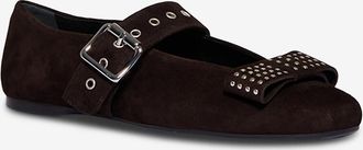 Guglielmo Rotta Riemchen-Ballerinas aus Wildleder Stela Camiscio