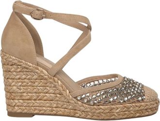 Alma En Pena Valencian Sandal With Metal Mesh - Dames - Sleehakken - Beige - 35 EU - Schoenen