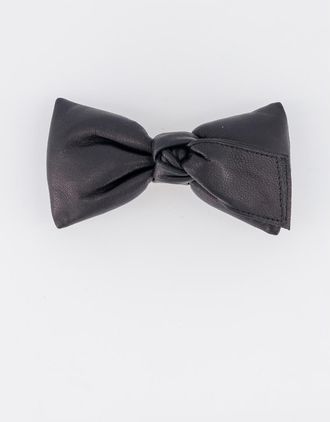 Alexandre de Paris Leather bow barette in Black at Nordstrom