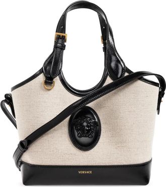 Versace Rivi&egrave;re Kleine Canvas Tote - Dames - Handtassen - Beige - ONE Size - Katoen - Tassen