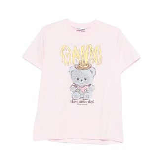 Ganni T-Shirts, female, Pink, M, Graphic Print T-shirt