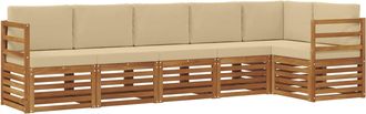 vidaXL Conjunto De Sof&aacute;s De Exterior 6 Uds. Natural Y Beige Poli&eacute;ster Vidaxl