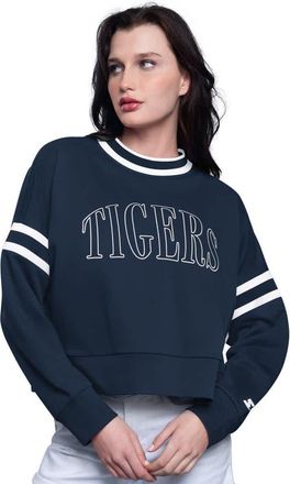 Starter Womens Starter Navy Detroit Tigers Power Play Cropped Pullover Sweatshirt at Nordstrom, Size Xx-Large