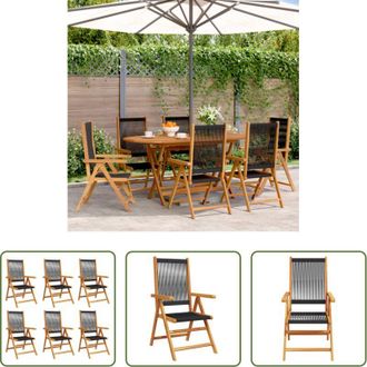 vidaXL Sedie da giardino in legno - Sedie da Giardino Reclinabili 6pz Nere Legno Massello di Acacia