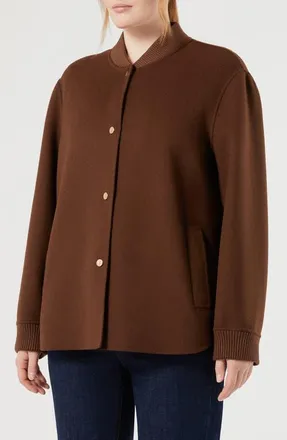 Marina Rinaldi Fertile Wool Blend Short Coat in Biscuit at Nordstrom, Size 16W