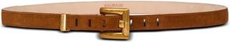 Balmain Anthem suede leather belt in Brown at Nordstrom, Size 75