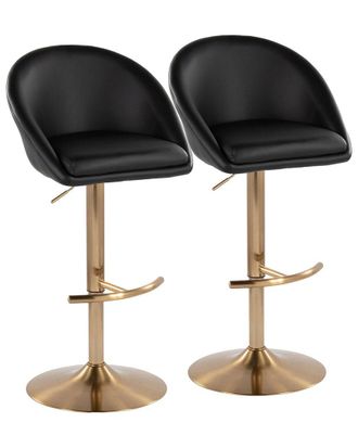 LumiSource Set Of 2 Matisse Highback Contemporary/Glam Adjustable Bar Stools With Footrest