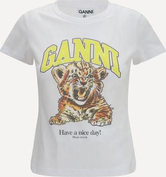Ganni Tiger cotton T-shirt Female S
