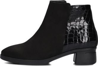 Hartjes Zwarte Nubuck Enkellaarzen - Dames - Laarzen met Hak - Zwart - 38 EU - Schoenen