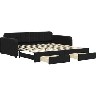 vidaXL Sof&aacute; Cama Nido Con Cajones Terciopelo Negro 100x200 Cm Vidaxl