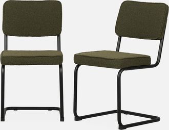 Sweeek Silla Cantilever De Borreguito Texturizado, Set De 2