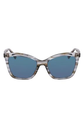 Longchamp Le Pliage 54mm Gradient Cat Eye Sunglasses in Striped Grey at Nordstrom